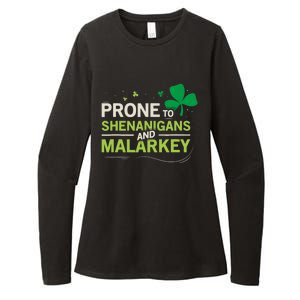 Prone To Shenanigans And Malarkey Funny Ireland Leprechaun Irish Gift Womens CVC Long Sleeve Shirt