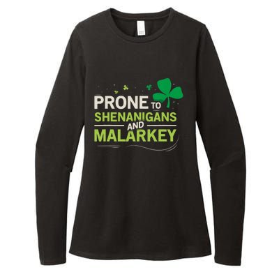 Prone To Shenanigans And Malarkey Funny Ireland Leprechaun Irish Gift Womens CVC Long Sleeve Shirt