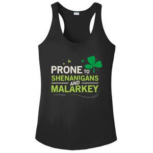 Prone To Shenanigans And Malarkey Funny Ireland Leprechaun Irish Gift Ladies PosiCharge Competitor Racerback Tank