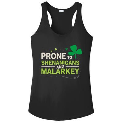 Prone To Shenanigans And Malarkey Funny Ireland Leprechaun Irish Gift Ladies PosiCharge Competitor Racerback Tank