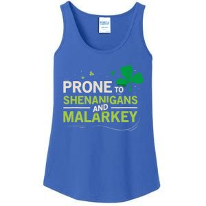 Prone To Shenanigans And Malarkey Funny Ireland Leprechaun Irish Gift Ladies Essential Tank