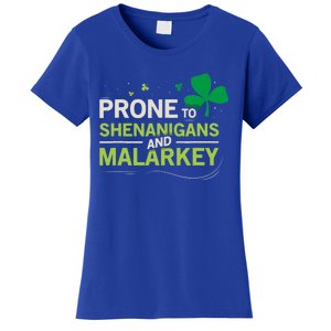 Prone To Shenanigans And Malarkey Funny Ireland Leprechaun Irish Gift Women's T-Shirt