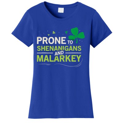 Prone To Shenanigans And Malarkey Funny Ireland Leprechaun Irish Gift Women's T-Shirt