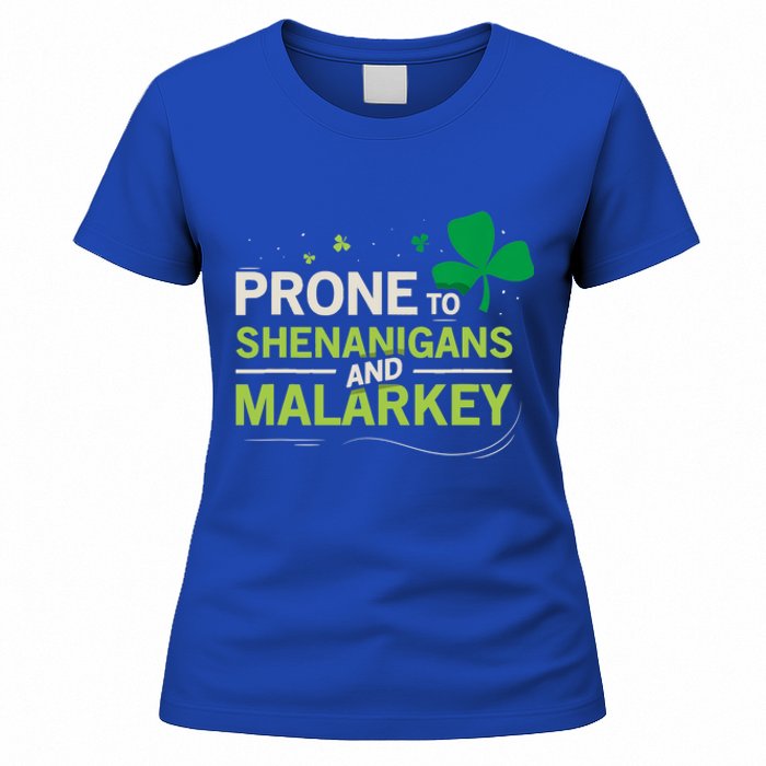 Prone To Shenanigans And Malarkey Funny Ireland Leprechaun Irish Gift Women's T-Shirt