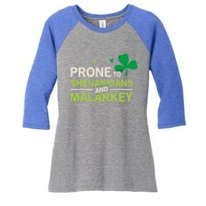 Prone To Shenanigans And Malarkey Funny Ireland Leprechaun Irish Gift Women's Tri-Blend 3/4-Sleeve Raglan Shirt