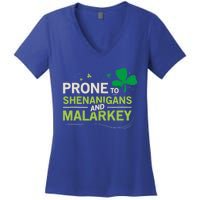 Prone To Shenanigans And Malarkey Funny Ireland Leprechaun Irish Gift Women's V-Neck T-Shirt