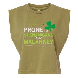 Prone To Shenanigans And Malarkey Funny Ireland Leprechaun Irish Gift Garment-Dyed Women's Muscle Tee