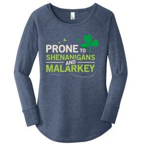 Prone To Shenanigans And Malarkey Funny Ireland Leprechaun Irish Gift Women's Perfect Tri Tunic Long Sleeve Shirt