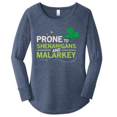 Prone To Shenanigans And Malarkey Funny Ireland Leprechaun Irish Gift Women's Perfect Tri Tunic Long Sleeve Shirt