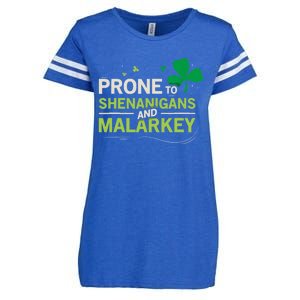 Prone To Shenanigans And Malarkey Funny Ireland Leprechaun Irish Gift Enza Ladies Jersey Football T-Shirt