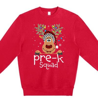 Pre-K Teacher Squad Reindeer Funny Teacher Christmas Xmas Premium Crewneck Sweatshirt