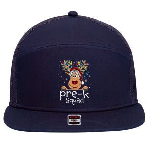 Pre-K Teacher Squad Reindeer Funny Teacher Christmas Xmas 7 Panel Mesh Trucker Snapback Hat