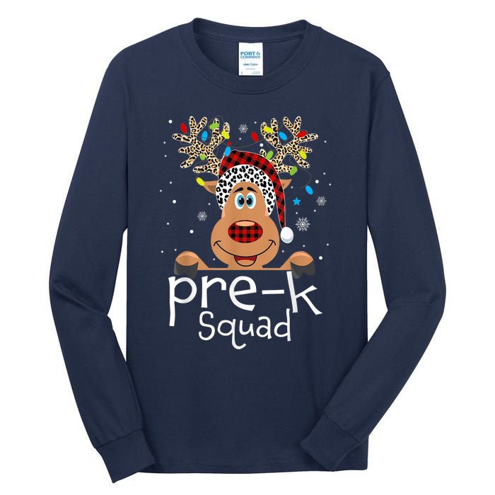 Pre-K Teacher Squad Reindeer Funny Teacher Christmas Xmas Tall Long Sleeve T-Shirt