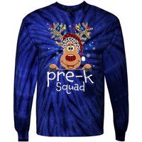 Pre-K Teacher Squad Reindeer Funny Teacher Christmas Xmas Tie-Dye Long Sleeve Shirt