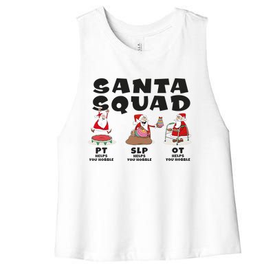 Physical Therapy Santa Squad Christmas Ot Pt Women's Racerback Cropped Tank