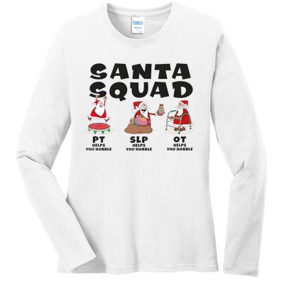 Physical Therapy Santa Squad Christmas Ot Pt Ladies Long Sleeve Shirt