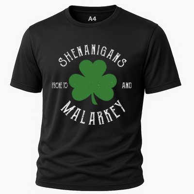 Prone To Shenanigans And Malarkey Funny St. Patricks Day Cooling Performance Crew T-Shirt