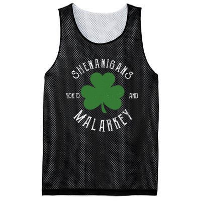 Prone To Shenanigans And Malarkey Funny St. Patricks Day Mesh Reversible Basketball Jersey Tank