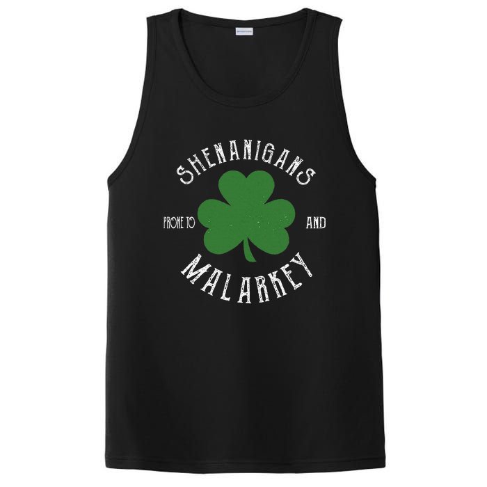 Prone To Shenanigans And Malarkey Funny St. Patricks Day PosiCharge Competitor Tank