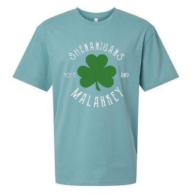 Prone To Shenanigans And Malarkey Funny St. Patricks Day Sueded Cloud Jersey T-Shirt