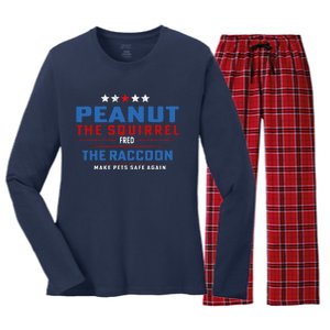 Peanut The Squirrel & Fred The Raccoon Make Pets Safe Again Women's Long Sleeve Flannel Pajama Set 