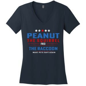 Peanut The Squirrel & Fred The Raccoon Make Pets Safe Again Women's V-Neck T-Shirt