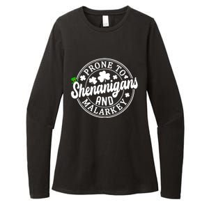 Prone To Shenanigans And Malarkey Shamrock St Patricks Day Womens CVC Long Sleeve Shirt