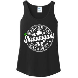 Prone To Shenanigans And Malarkey Shamrock St Patricks Day Ladies Essential Tank