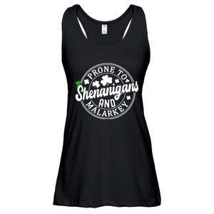 Prone To Shenanigans And Malarkey Shamrock St Patricks Day Ladies Essential Flowy Tank