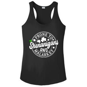 Prone To Shenanigans And Malarkey Shamrock St Patricks Day Ladies PosiCharge Competitor Racerback Tank