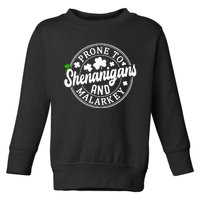 Prone To Shenanigans And Malarkey Shamrock St Patricks Day Toddler Sweatshirt