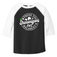 Prone To Shenanigans And Malarkey Shamrock St Patricks Day Toddler Fine Jersey T-Shirt