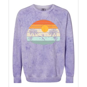 Palm Trees Summer Vacation Beach Sunshine Summer Retro Gifts Colorblast Crewneck Sweatshirt