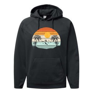 Palm Trees Summer Vacation Beach Sunshine Summer Retro Gifts Performance Fleece Hoodie