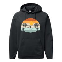 Palm Trees Summer Vacation Beach Sunshine Summer Retro Gifts Performance Fleece Hoodie