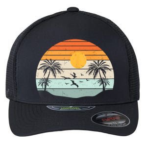 Palm Trees Summer Vacation Beach Sunshine Summer Retro Gifts Flexfit Unipanel Trucker Cap