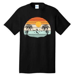 Palm Trees Summer Vacation Beach Sunshine Summer Retro Gifts Tall T-Shirt