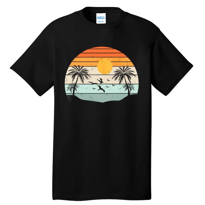 Palm Trees Summer Vacation Beach Sunshine Summer Retro Gifts Tall T-Shirt