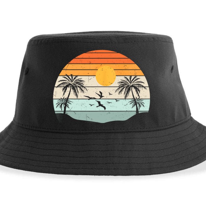 Palm Trees Summer Vacation Beach Sunshine Summer Retro Gifts Sustainable Bucket Hat