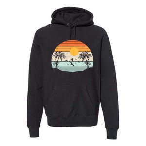 Palm Trees Summer Vacation Beach Sunshine Summer Retro Gifts Premium Hoodie