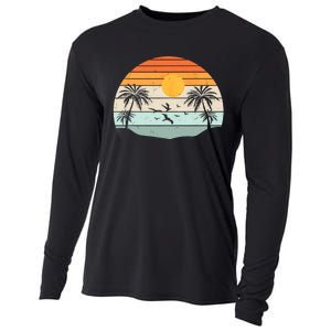 Palm Trees Summer Vacation Beach Sunshine Summer Retro Gifts Cooling Performance Long Sleeve Crew