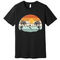 Palm Trees Summer Vacation Beach Sunshine Summer Retro Gifts Premium T-Shirt