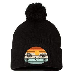 Palm Trees Summer Vacation Beach Sunshine Summer Retro Gifts Pom Pom 12in Knit Beanie