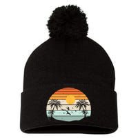 Palm Trees Summer Vacation Beach Sunshine Summer Retro Gifts Pom Pom 12in Knit Beanie