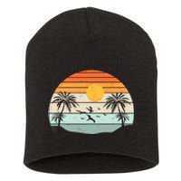 Palm Trees Summer Vacation Beach Sunshine Summer Retro Gifts Short Acrylic Beanie