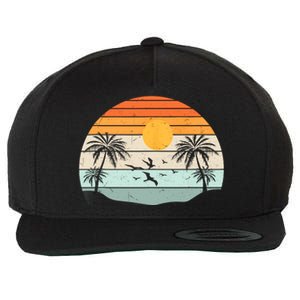 Palm Trees Summer Vacation Beach Sunshine Summer Retro Gifts Wool Snapback Cap