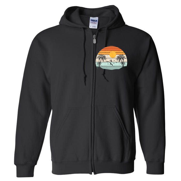 Palm Trees Summer Vacation Beach Sunshine Summer Retro Gifts Full Zip Hoodie