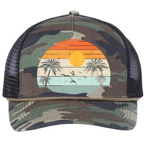 Palm Trees Summer Vacation Beach Sunshine Summer Retro Gifts Retro Rope Trucker Hat Cap