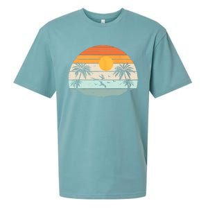 Palm Trees Summer Vacation Beach Sunshine Summer Retro Gifts Sueded Cloud Jersey T-Shirt