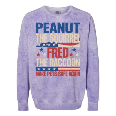 Peanut The Squirrel Fred The Raccoon Make Pets Safe Again Colorblast Crewneck Sweatshirt